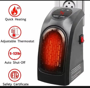 Compact 350W digital electric heater with plug-in wall design for portable warmth; Mini Handy Heater fan for efficient and convenient heating.