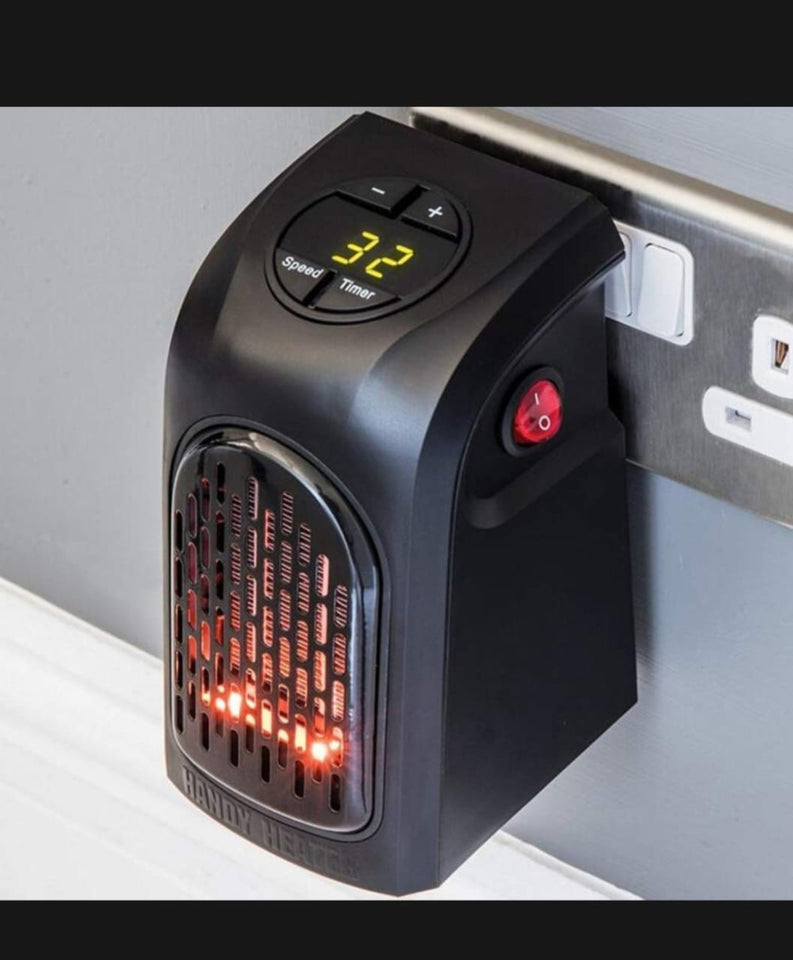 Compact 350W digital electric heater with plug-in wall design for portable warmth; Mini Handy Heater fan for efficient and convenient heating.