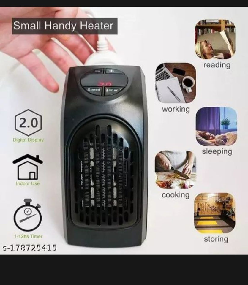 Compact 350W digital electric heater with plug-in wall design for portable warmth; Mini Handy Heater fan for efficient and convenient heating.